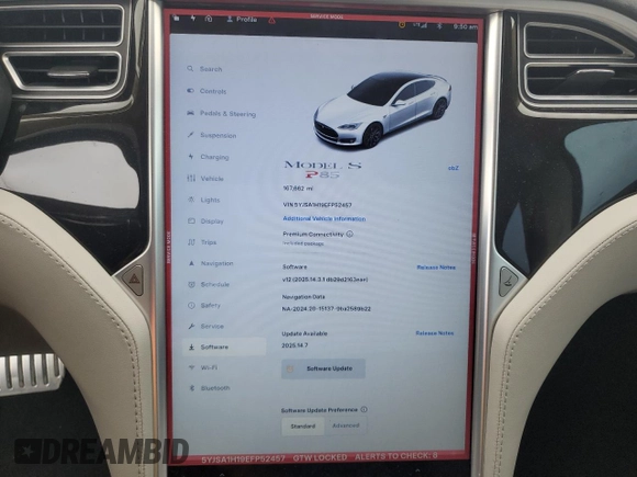2014 Tesla Model S 60 с VIN 5YJSA1H19EFP52457, выставлен на аукционе Copart как лот 59589905 с пробегом 167 662 миль миль и Списание • Salvage title. История ставок и продаж доступна на DreamBid. Изображение 9.