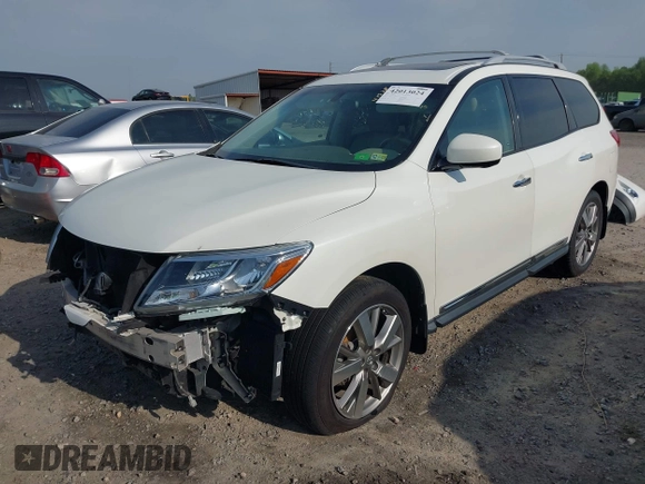 2015 Nissan Pathfinder Platinum with VIN 5N1AR2MN3FC641223, listed as a IAAI auction lot 42013024 with 148,673 mi miles and . Bid and sale history available at DreamBid. Image 2.