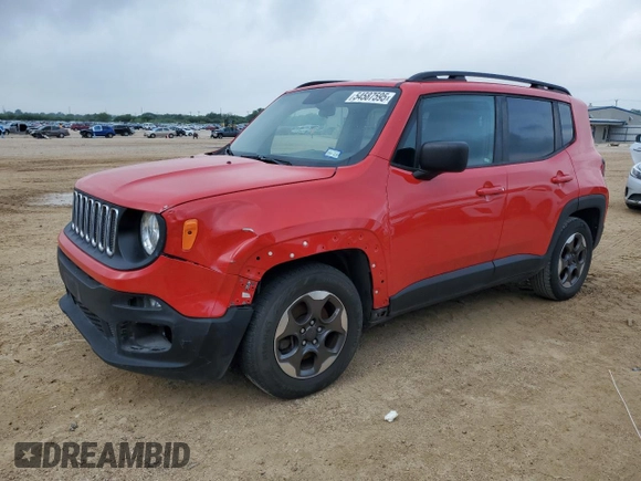 2017 Jeep Renegade Sport with VIN ZACCJAAB4HPF66247, listed as a Copart auction lot 54587595 with 142,264 mi miles and Salvage title. Bid and sale history available at DreamBid. Image 1.
