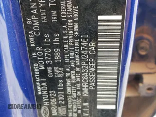 2023 Hyundai Venue SEL with VIN KMHRC8A32PU247461, listed as a Copart auction lot 59963175 with 39,036 mi miles and Salvage title. Bid and sale history available at DreamBid. Image 14.