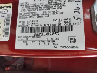2014 Ford Fusion SE Hybrid with VIN 3FA6P0LU3ER289277, listed as a IAAI auction lot 41686380 with 178,339 mi miles. Bid and sale history available at carsss.com. Image 9.
