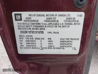 2003 Chevrolet Silverado 1500 LS with VIN 2GCEK19TX31219785, listed as a IAAI auction lot 41716084 with 297,991 mi miles. Bid and sale history available at carsss.com. Image 9.