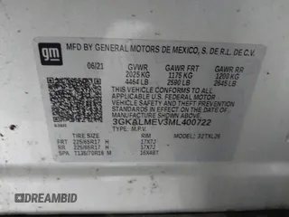 2021 GMC Terrain SLE с VIN 3GKALMEV3ML400722, выставлен на аукционе IAAI как лот 42156533 с пробегом 85 156 миль миль и . История ставок и продаж доступна на DreamBid. Изображение 9.