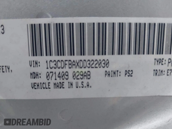 2013 Dodge Dart SXT with VIN 1C3CDFBAXDD322030, listed as a IAAI auction lot 40872820 with 114,219 mi miles and . Bid and sale history available at carsss.com. Image 9.