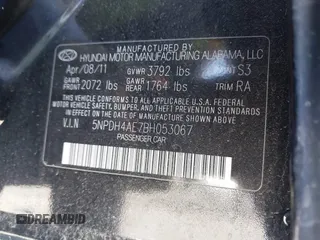 2011 Hyundai Elantra Limited с VIN 5NPDH4AE7BH053067, выставлен на аукционе IAAI как лот 41679315 с пробегом 148 961 миль миль и . История ставок и продаж доступна на DreamBid. Изображение 9.