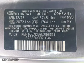 2016 Hyundai Veloster with VIN KMHTC6AD8GU296991, listed as a IAAI auction lot 41720599 with 108,121 mi miles. Bid and sale history available at carsss.com. Image 9.