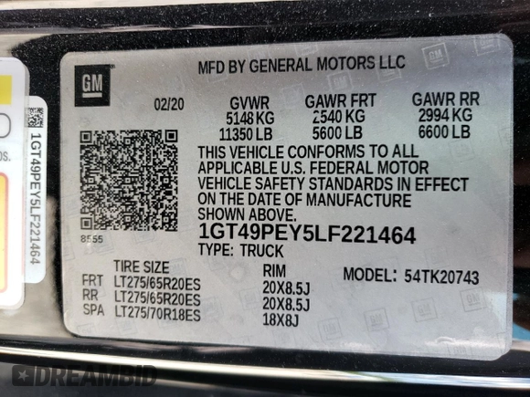 2020 GMC Sierra 2500HD AT4 z VIN 1GT49PEY5LF221464, wystawiony jako Copart lot #63282303 z przebiegiem 32 201 mil mil oraz Szkoda całkowita • Salvage title. Historia ofert i sprzedaży dostępna na DreamBid. Obrazek 12.