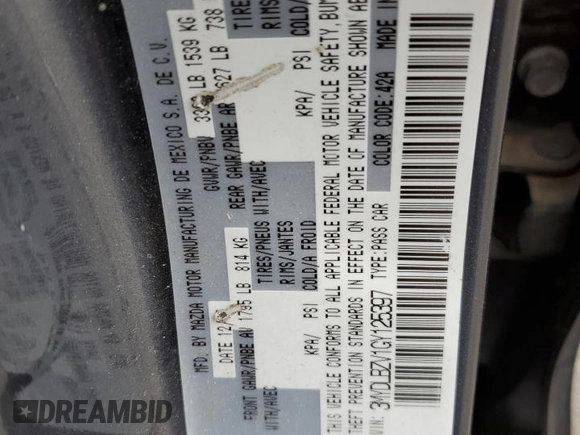 2016 Scion iA with VIN 3MYDLBZV1GY125397, listed as a Copart auction lot 53757675 with 0 mi miles and Salvage Title. Bid and sale history available at carsss.com. Image 15.