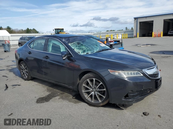 2015 Acura TLX V6 with VIN 19UUB2F36FA017785, listed as a Copart auction lot 55942425 with Not provided miles and Salvage title. Bid and sale history available at DreamBid. Image 4.