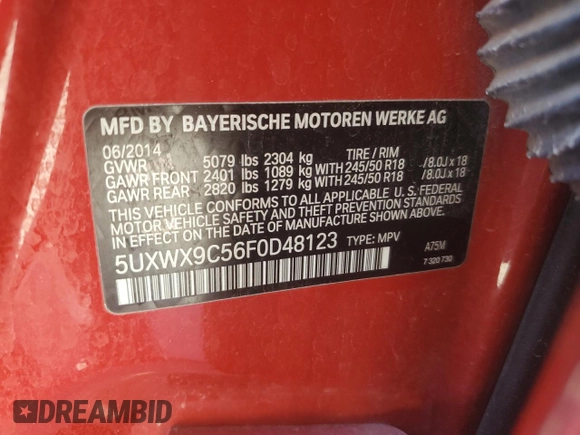 2015 BMW X3 xDrive28i z VIN 5UXWX9C56F0D48123, wystawiony jako Copart lot #58174835 z przebiegiem Nie podano mil oraz Tytuł czysty. Historia ofert i sprzedaży dostępna na DreamBid. Obrazek 13.