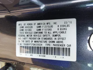 2016 Acura TLX with VIN 19UUB1F37GA009304, listed as a IAAI auction lot 41558307 with 39,567 mi miles. Bid and sale history available at carsss.com. Image 9.