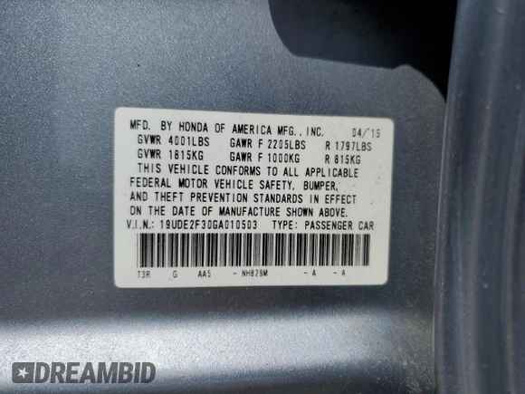 2016 Acura ILX z VIN 19UDE2F30GA010503, wystawiony jako Copart lot #59040485 z przebiegiem 129 353 mil mil oraz Szkoda całkowita • Salvage title. Historia ofert i sprzedaży dostępna na DreamBid. Obrazek 12.