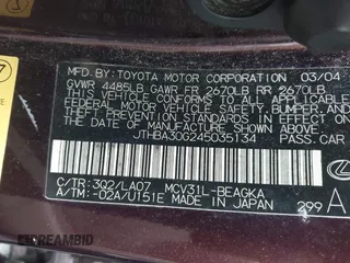 2004 Lexus ES 350 z VIN JTHBA30G245035134, wystawiony jako IAAI lot #42197303 z przebiegiem 191 359 mil mil oraz . Historia ofert i sprzedaży dostępna na DreamBid. Obrazek 9.