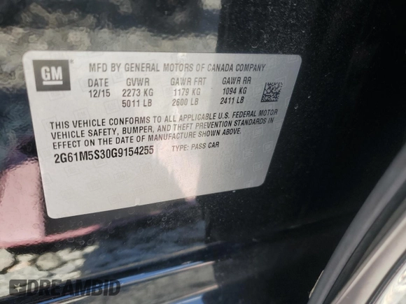 2016 Cadillac XTS Luxury Collection with VIN 2G61M5S30G9154255, listed as a Copart auction lot 66352945 with 258,048 mi miles and Salvage title. Bid and sale history available at DreamBid. Image 12.