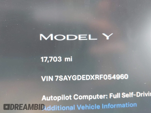 2024 Tesla Model Y с VIN 7SAYGDEDXRF054960, выставлен на аукционе IAAI как лот 42585098 с пробегом 17 703 миль миль и . История ставок и продаж доступна на DreamBid. Изображение 14.