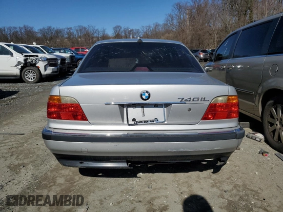 2000 BMW 7 Series 740iL with VIN WBAGH8341YDP12958, listed as a Copart auction lot 48118615 with 0 mi miles and Salvage Title. Bid and sale history available at carsss.com. Image 6.