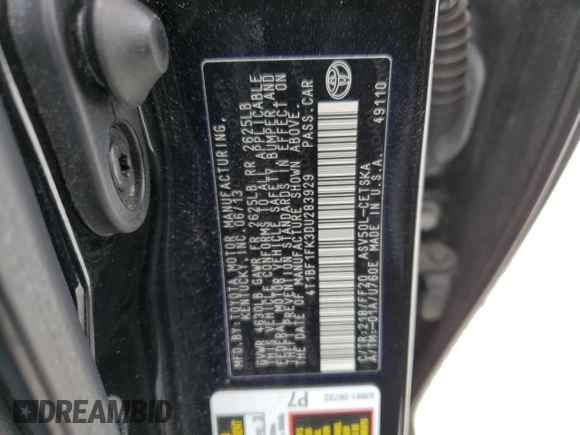 2013 Toyota Camry L with VIN 4T1BF1FK3DU283929, listed as a Copart auction lot 50601705 with 204,832 mi miles and Salvage Title. Bid and sale history available at carsss.com. Image 14.