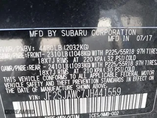 2018 Subaru Forester Touring with VIN JF2SJAWC7JH441559, listed as a IAAI auction lot 41599025 with 105,828 mi miles. Bid and sale history available at carsss.com. Image 9.