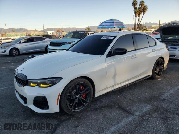 2022 BMW 3 Series M340i with VIN 3MW5U7J07N8C40822, listed as a Copart auction lot 84839034 with 92,672 mi miles and Salvage Title. Bid and sale history available at carsss.com. Image 1.