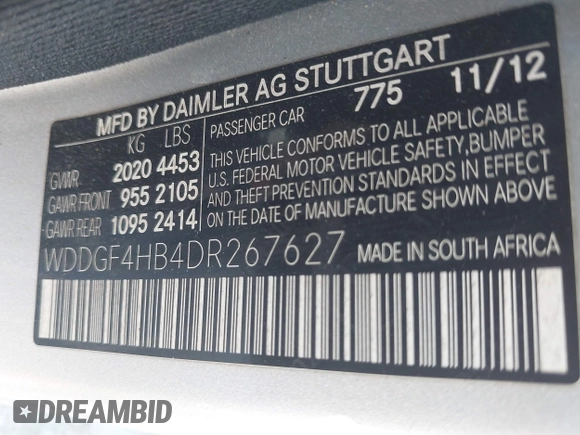2013 Mercedes-Benz C-Class C 250 Sport with VIN WDDGF4HB4DR267627, listed as a IAAI auction lot 42088754 with 137,427 mi miles. Bid and sale history available at carsss.com. Image 9.