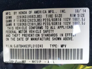 2015 Acura RDX Tech Pkg with VIN 5J8TB4H53FL010240, listed as a IAAI auction lot 42011132 with 267,712 mi miles. Bid and sale history available at carsss.com. Image 9.