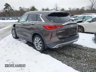 2019 Infiniti QX50 Luxe with VIN 3PCAJ5M30KF129797, listed as a IAAI auction lot 41479436 with 45,902 mi miles and . Bid and sale history available at DreamBid. Image 3.