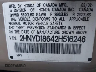 2002 Acura MDX Touring Pkg with VIN 2HNYD18642H516246, listed as a IAAI auction lot 41574486 with 256,108 mi miles. Bid and sale history available at carsss.com. Image 9.