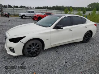 2017 Infiniti Q50 Red Sport 400 with VIN JN1FV7AP7HM850246, listed as a Copart auction lot 58536135 with Not provided miles and Salvage title. Bid and sale history available at DreamBid. Image 1.