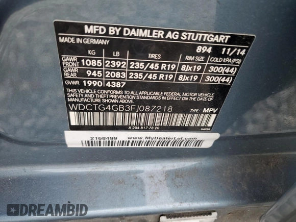 2015 Mercedes-Benz GLA 250 z VIN WDCTG4GB3FJ087218, wystawiony jako Copart lot #79480064 z przebiegiem 113 235 mil mil oraz Szkoda całkowita • Salvage title. Historia ofert i sprzedaży dostępna na DreamBid. Obrazek 12.