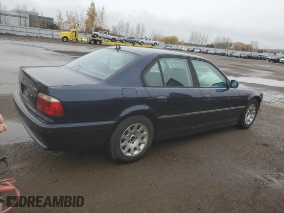 2000 BMW 7 Series 740i with VIN WBAGG8345YDN76725, listed as a Copart auction lot 78261524 with Not Provided miles and Salvage Title. Bid and sale history available at DreamBid. Image 3.