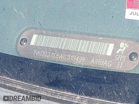 1998 Nissan Frontier XE with VIN 1N6DD21S8WC318499, listed as a IAAI auction lot 42329613 with Not provided miles and . Bid and sale history available at DreamBid. Image 9.
