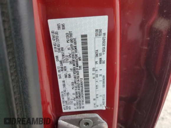 2013 Ford Escape SE with VIN 1FMCU9GX0DUA90012, listed as a Copart auction lot 60439265 with 101,550 mi miles and Clean title. Bid and sale history available at DreamBid. Image 13.