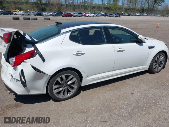 2014 Kia Optima SXL Turbo with VIN 5XXGR4A62EG283618, listed as a IAAI auction lot 42143349 with 82,070 mi miles and . Bid and sale history available at DreamBid. Image 4.
