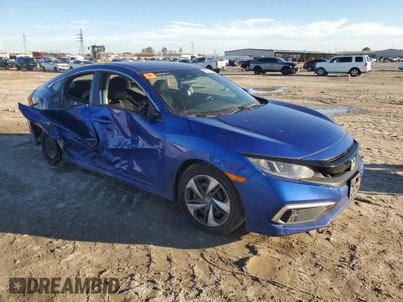 2020 Honda Civic LX with VIN 2HGFC2F65LH575074, listed as a Copart auction lot 43221205 with Not provided miles and Salvage title. Bid and sale history available at DreamBid. Image 4.