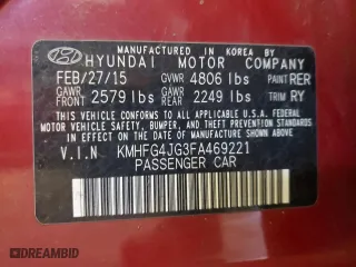 2015 Hyundai Azera with VIN KMHFG4JG3FA469221, listed as a Copart auction lot 50949075 with 82,923 mi miles and Clean Title. Bid and sale history available at carsss.com. Image 12.