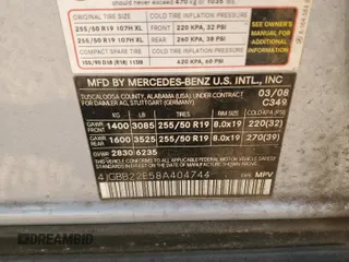 2008 Mercedes-Benz M 320 CDI with VIN 4JGBB22E58A404744, listed as a Copart auction lot 86118164 with 216,310 mi miles and Salvage Title. Bid and sale history available at DreamBid. Image 12.