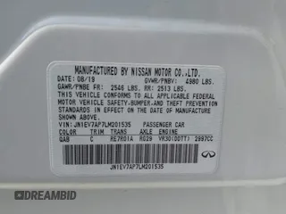2020 Infiniti Q50 Pure z VIN JN1EV7AP7LM201535, wystawiony jako IAAI lot #42055768 z przebiegiem 49 296 mil mil oraz . Historia ofert i sprzedaży dostępna na DreamBid. Obrazek 9.