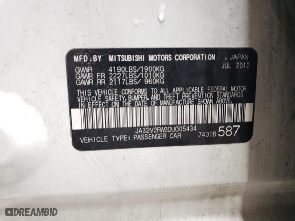 2013 Mitsubishi Lancer SE with VIN JA32V2FW3DU005434, listed as a Copart auction lot 84419494 with 174,296 mi miles and Salvage Title. Bid and sale history available at carsss.com. Image 12.