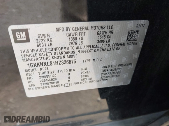 2017 GMC Acadia Denali z VIN 1GKKNXLS1HZ326675, wystawiony jako IAAI lot #42425835 z przebiegiem 74 576 mil mil oraz . Historia ofert i sprzedaży dostępna na DreamBid. Obrazek 9.