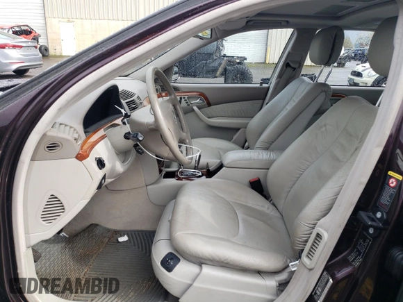 2002 Mercedes-Benz S-Class 4.3L with VIN WDBNG70J52A235556, listed as a Copart auction lot 51369375 with 201,655 mi miles and Salvage Title. Bid and sale history available at carsss.com. Image 7.