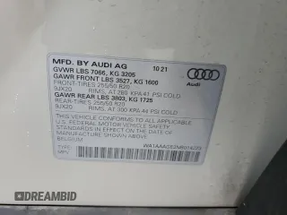 2022 Audi e-tron Premium with VIN WA1AAAGE2NB014223, listed as a Copart auction lot 62382173 with 44,146 mi miles. Bid and sale history available at carsss.com. Image 13.