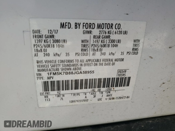 2018 Ford Explorer with VIN 1FM5K7B88JGA58955, listed as a Copart auction lot 47284535 with 107,971 mi miles and Salvage title. Bid and sale history available at DreamBid. Image 13.