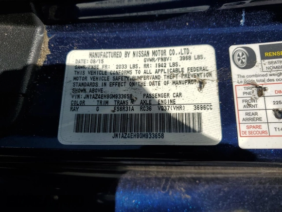 2016 Nissan 370Z z VIN JN1AZ4EH9GM933658, wystawiony jako Copart lot #48760215 z przebiegiem 70 682 mil mil oraz Szkoda całkowita • Salvage title. Historia ofert i sprzedaży dostępna na DreamBid. Obrazek 15.