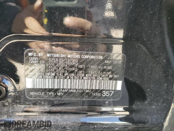 2018 Mitsubishi Outlander SE with VIN JA4AP3AW8JU017962, listed as a Copart auction lot 53036715 with Not provided miles and Salvage title. Bid and sale history available at DreamBid. Image 15.
