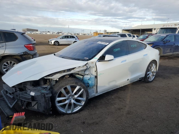 2016 Tesla Model S 90D with VIN 5YJSA1E24GF158505, listed as a Copart auction lot 87681485 with 91,225 mi miles and Salvage title. Bid and sale history available at DreamBid. Image 1.
