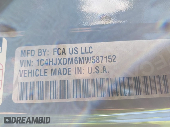 2021 Jeep Wrangler Unlimited Willys with VIN 1C4HJXDM6MW587152, listed as a IAAI auction lot 41687729 with 59,730 mi miles and . Bid and sale history available at DreamBid. Image 9.