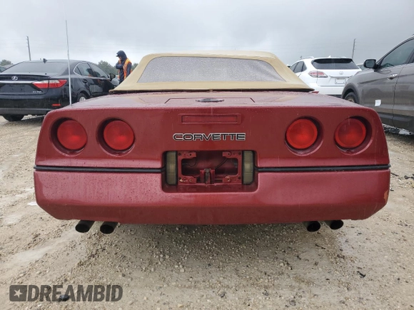 1987 Chevrolet Corvette with VIN 1G1YY3181H5121760, listed as a Copart auction lot 74564344 with 0 mi miles and Salvage Title. Bid and sale history available at carsss.com. Image 6.
