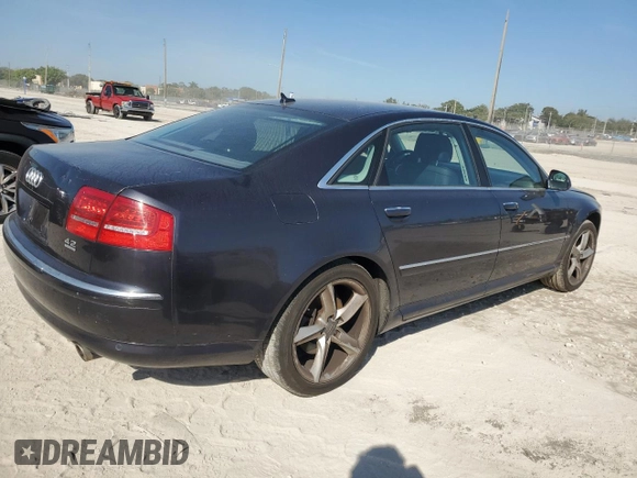 2008 Audi A8 L 4.2L with VIN WAUMV94E18N012943, listed as a Copart auction lot 43263135 with 57,266 mi miles and Clean Title. Bid and sale history available at carsss.com. Image 3.