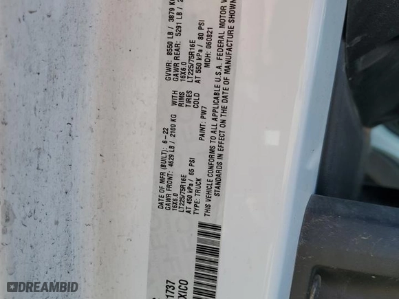 2022 Ram ProMaster Cargo Van with VIN 3C6LRVAG5NE121737, listed as a Copart auction lot 86058334 with 136,813 mi miles and Salvage Title. Bid and sale history available at carsss.com. Image 13.