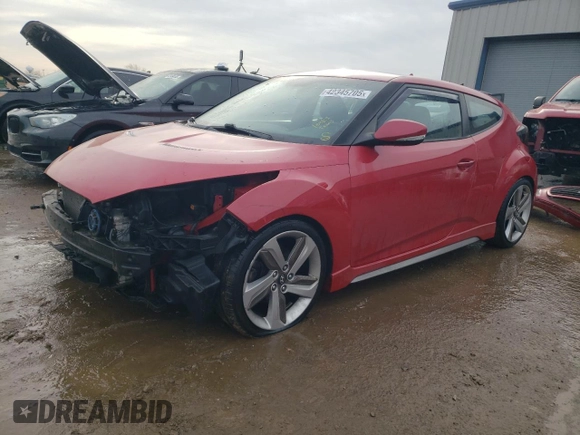 2014 Hyundai Veloster Turbo with VIN KMHTC6AE0EU201149, listed as a Copart auction lot 42345705 with 94,610 mi miles and Salvage Title. Bid and sale history available at carsss.com. Image 1.